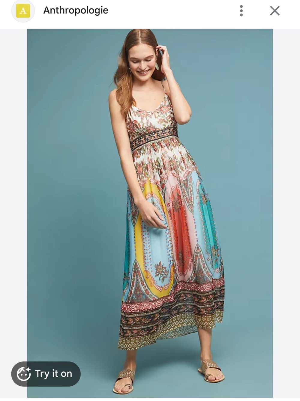Anthropologie Multicolor Paisley-Panel Maxi Dress